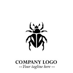 Beetle Logo Symbol in Black on the White Background with Simple Modern Insect Design