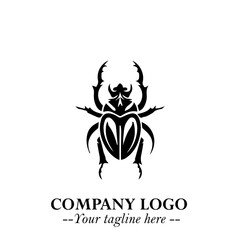 Beetle Logo Symbol in Black on the White Background with Simple Modern Insect Design