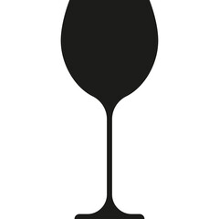 Black Silhouette of an Empty Wine Glass on a Transparent Background Isolated Simple Icon Beverage Container for Wine and Spirits
