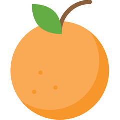 A Simple Orange Fruit With A Green Leaf And Brown Stem Isolated On A Transparent Background