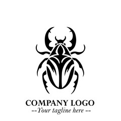 Beetle Logo Symbol in Black on the White Background with Simple Modern Insect Design