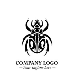 Beetle Logo Symbol in Black on the White Background with Simple Modern Insect Design