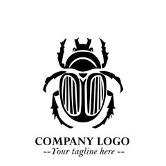 Beetle Logo Symbol in Black on the White Background with Simple Modern Insect Design