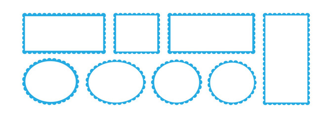 Zigzag outline stamp text frame collection. vintage frames. Stamp or letter mark frames for greeting cards, party, invitations. Minimalist vector borders.