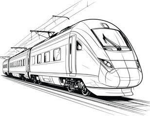 High Speed Train Line Art Illustration 