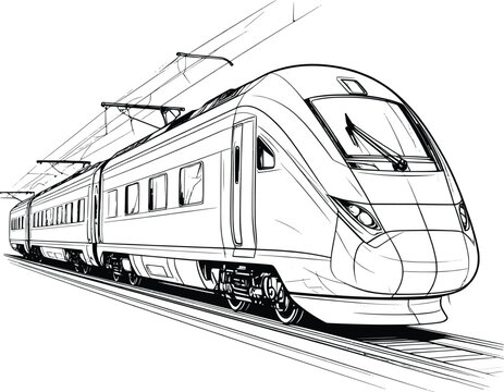 High Speed Train Line Art Illustration 