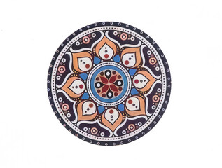 Decorative circle with abstract ornamental pattern isolated on white background