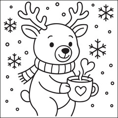 Winter & christmas black and white coloring pages for adults and teens 