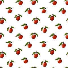 Red apple hand drawn watercolor seamless background. Simple patter for kids