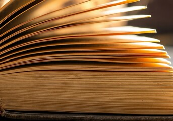 Open book pages close up macro view