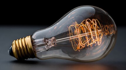 Vintage edison light bulb with glowing filament
