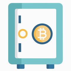 A secure safe with a bitcoin symbol on the door, ensuring the safety of digital currency isolated on white background