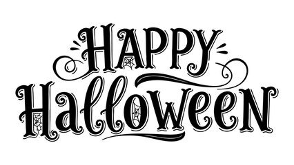 Happy halloween text banner vector illustration