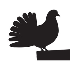 Stylized Bird Silhouette Perched on Surface in Side Profile with Upright Posture Isolated Vector