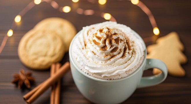 hot chocolate with christmas cookies