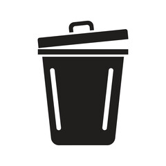 Trash can icon representing a waste bin and a garbage disposal for a recycling and an environmental cleaning with a dustbin