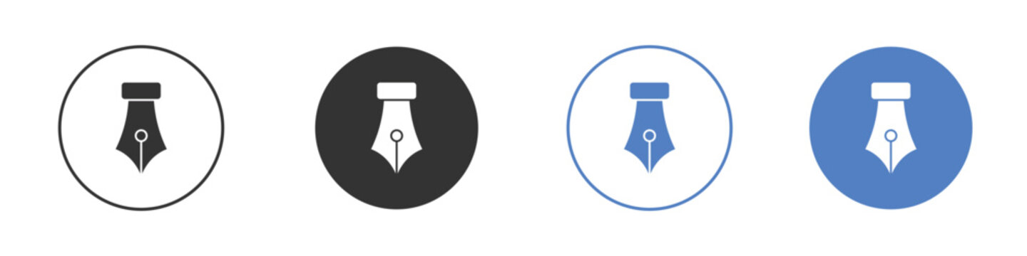 Fountain pen icon pictogram set. Vector icon designs