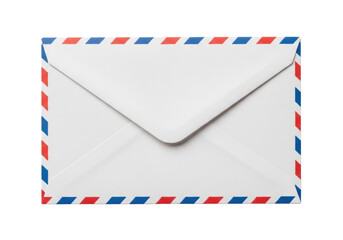 Airmail envelope PNG isolated on transparent background, classic red and blue border design for correspondence and travel themes © Piotr