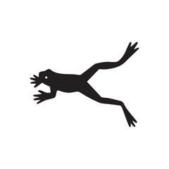 Stylized Frog Silhouette in Leaping Pose with Extended Limbs Isolated Vector