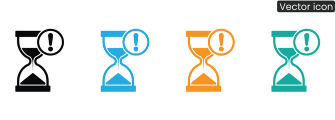 Convey urgency and critical deadlines with these versatile hourglass icons, perfect for signaling important alerts and time constraints in business.