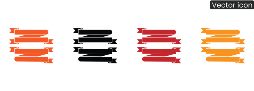 Eye catching ribbon banners in striking orange, bold black, and vibrant red, perfect for adding emphasis to your marketing messages and design projects.