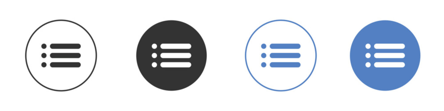 Menu icon pictogram set. Vector icon designs
