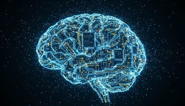 Digital Brain A Glowing Conceptual Depiction of Artificial Intelligence and Cognitive Technology
