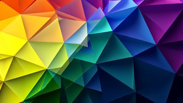 Vibrant Rainbow Geometric Abstract Background with Sharp Edges and Gradient Colors.