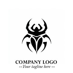 Beetle Logo Symbol in Black on the White Background with Simple Modern Insect Design