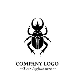 Beetle Logo Symbol in Black on the White Background with Simple Modern Insect Design