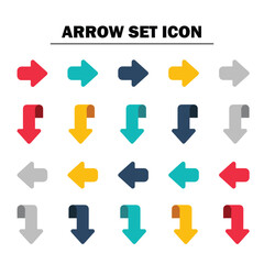 Colorful arrow icon set in various directions and styles on a white background.