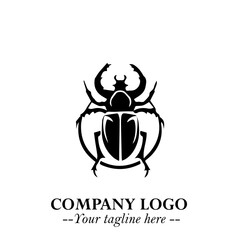 Beetle Logo Symbol in Black on the White Background with Simple Modern Insect Design