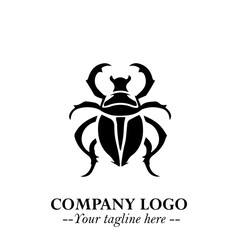 Beetle Logo Symbol in Black on the White Background with Simple Modern Insect Design