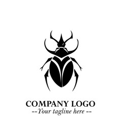 Beetle Logo Symbol in Black on the White Background with Simple Modern Insect Design