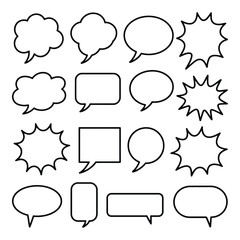 Fototapeta premium Collection of Diverse Speech Bubble Outlines on White Background Illustration