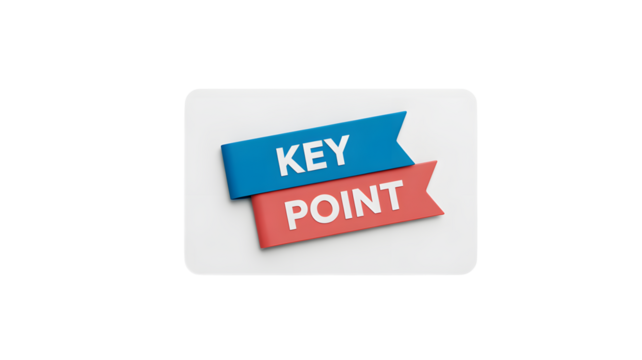 Key point message displayed on ribbons, transparent png, isolated on white.