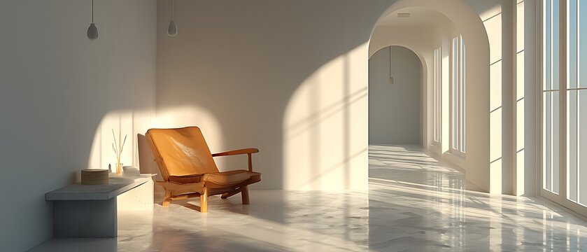 Right-Side Sunlight Creates Smooth Gradient on White Wall and Floor — Calm Minimal Background for Presentation, Dashboard, and Business Design Concepts