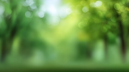 Fototapeta premium Lush Green Forest Background with Soft Bokeh Effect Ideal for Nature Themes, Serenity, Relaxation, and Calmness in Stock Photography Collections