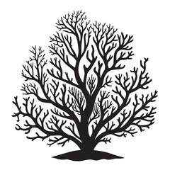 Obraz premium Black Underwater Coral Silhouette Vector, High Quality Illustration on White Background