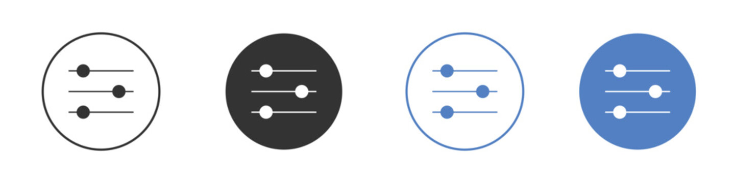 Settings sliders icon pictogram set. Vector icon designs