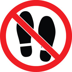 No stepping sign vector illustration on a clean background. prohibitory symbol for restricted areas, hygiene zones, safety, and public spaces.
