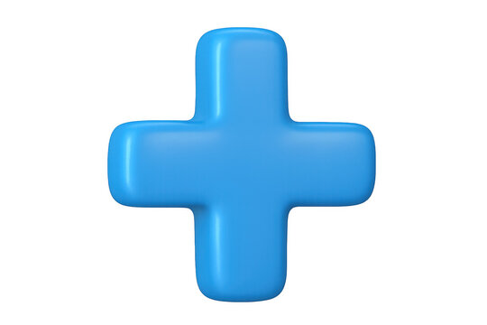 Blue shiny 3d plus symbol representing addition, positive growth, medical health, support, and new possibilities