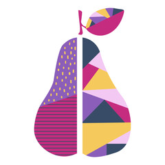 Abstract geometric pear illustration in modern flat style