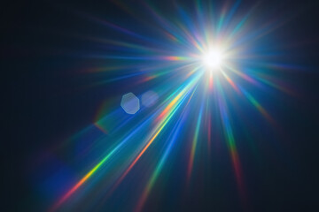Rainbow Sunburst Rays with Bright Lens Flare