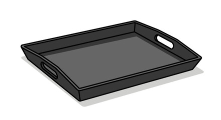 Isolated black serving tray with handles, vector graphic illustration