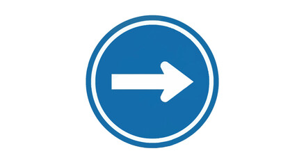 Blue circular sign with a white arrow pointing to the right