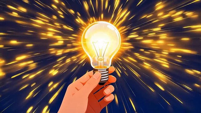 Light bulb with glowing sparks
