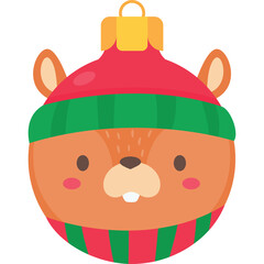 Cute Christmas Ornament Shaped Like A Squirrel Wearing A Red And Green Beanie And Scarf Festive Winter Holiday Decoration