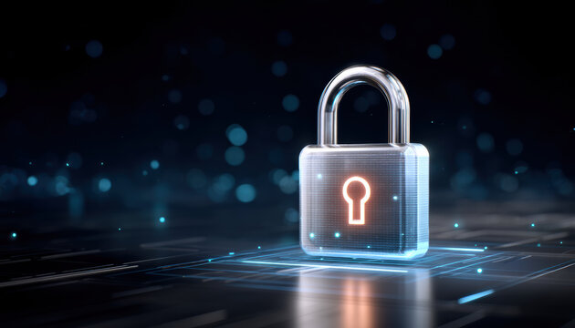 Secure padlock on digital circuit data security glowing keyhole concept for privacy protection and network trust - Powered by Adobe