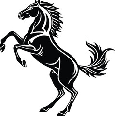 black and white horse vector illustration